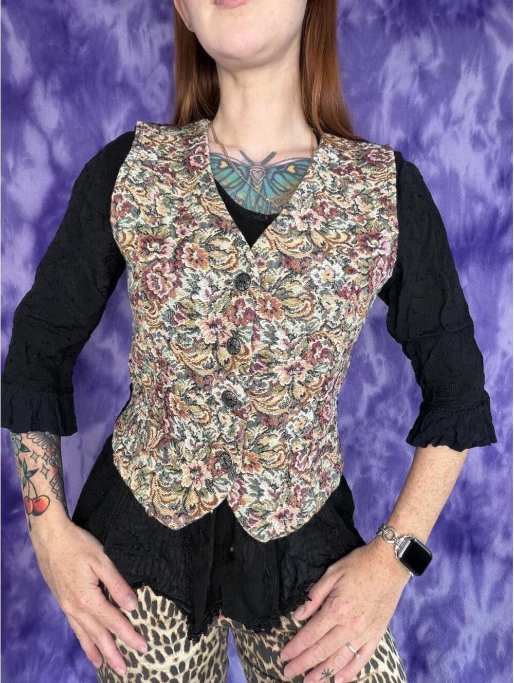 Au courant classic floral tapestry vest waistcoat